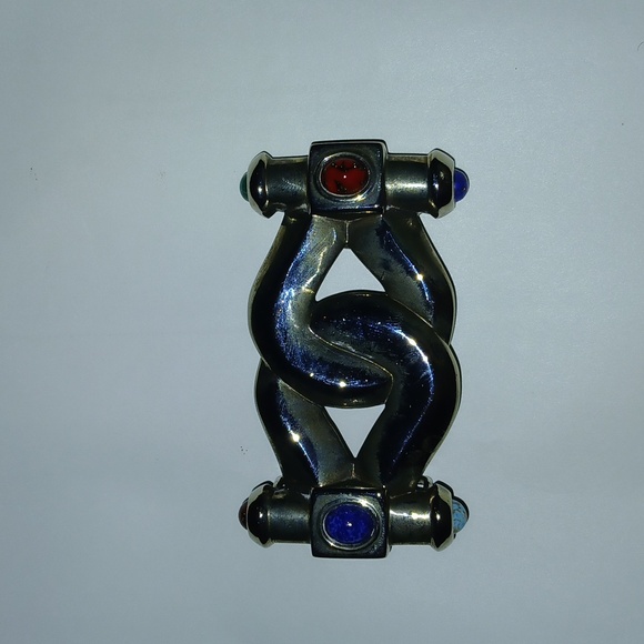 Extremely RARE Gemstone Belt Buckle in Silver Metal - Picture 1 of 4